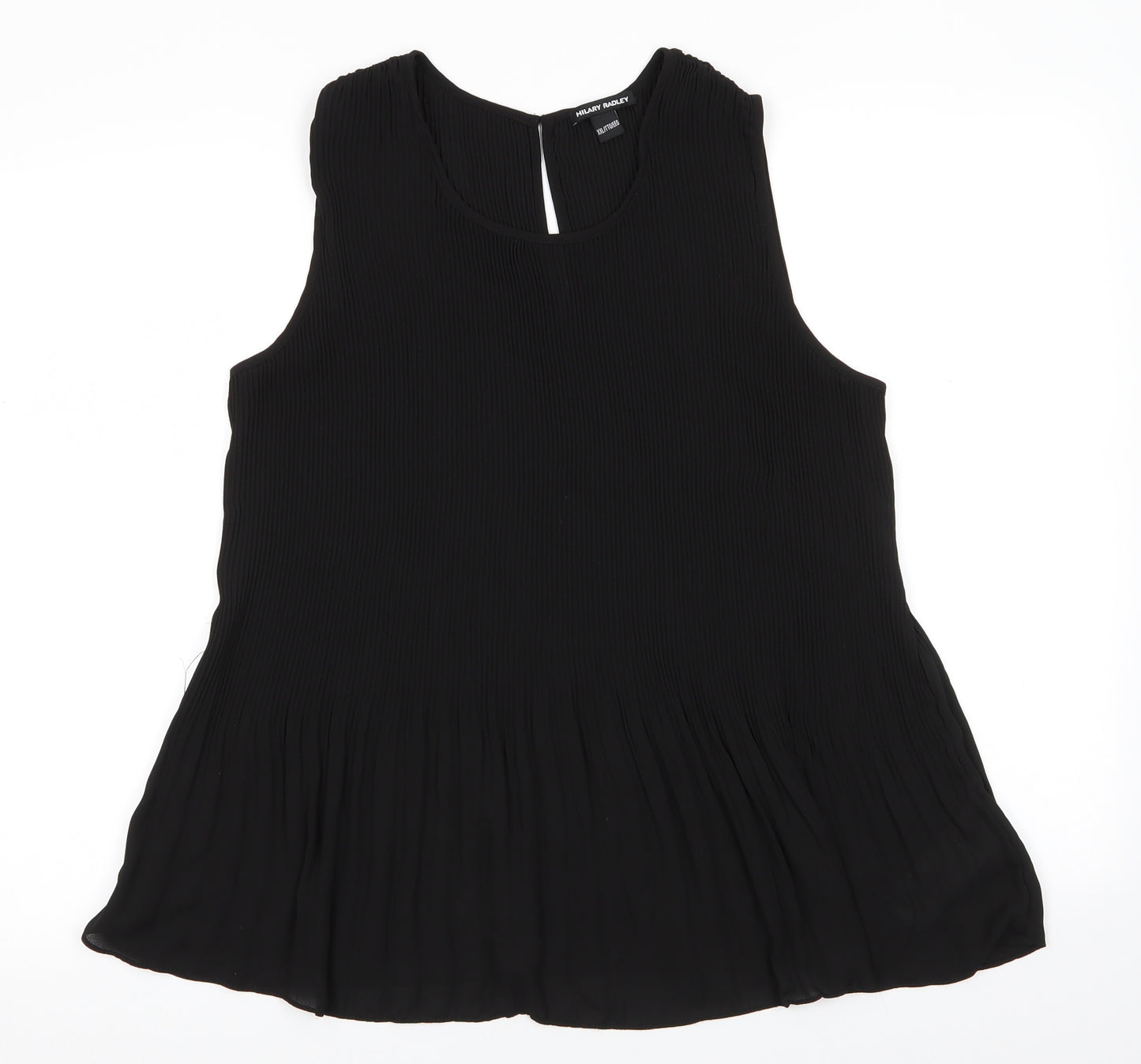 Hilary Radley Womens Black  Polyester Basic Blouse Size 2XL Scoop Neck - Flared Hem