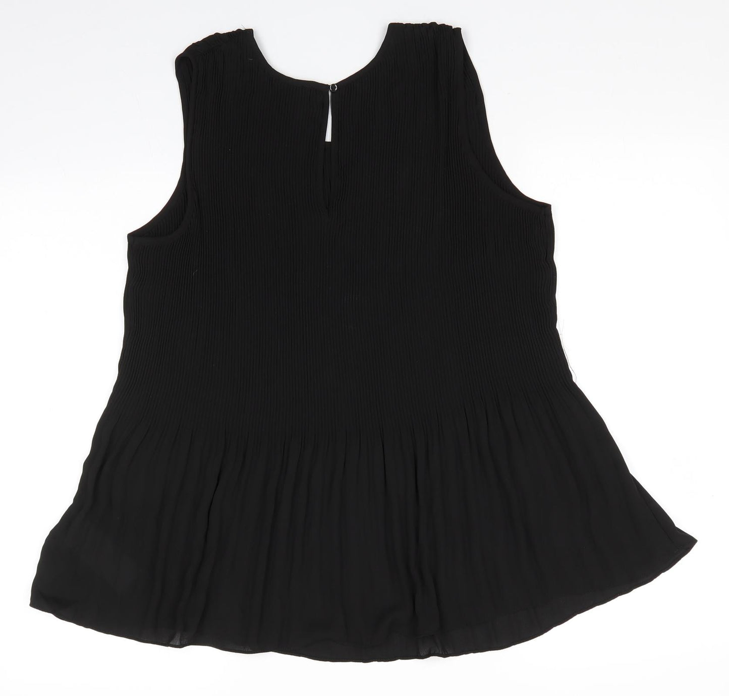 Hilary Radley Womens Black  Polyester Basic Blouse Size 2XL Scoop Neck - Flared Hem
