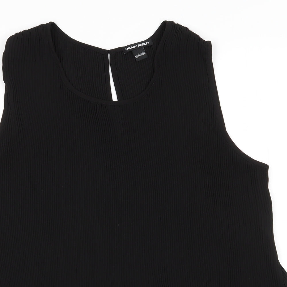 Hilary Radley Womens Black  Polyester Basic Blouse Size 2XL Scoop Neck - Flared Hem