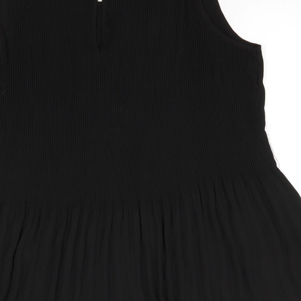 Hilary Radley Womens Black  Polyester Basic Blouse Size 2XL Scoop Neck - Flared Hem