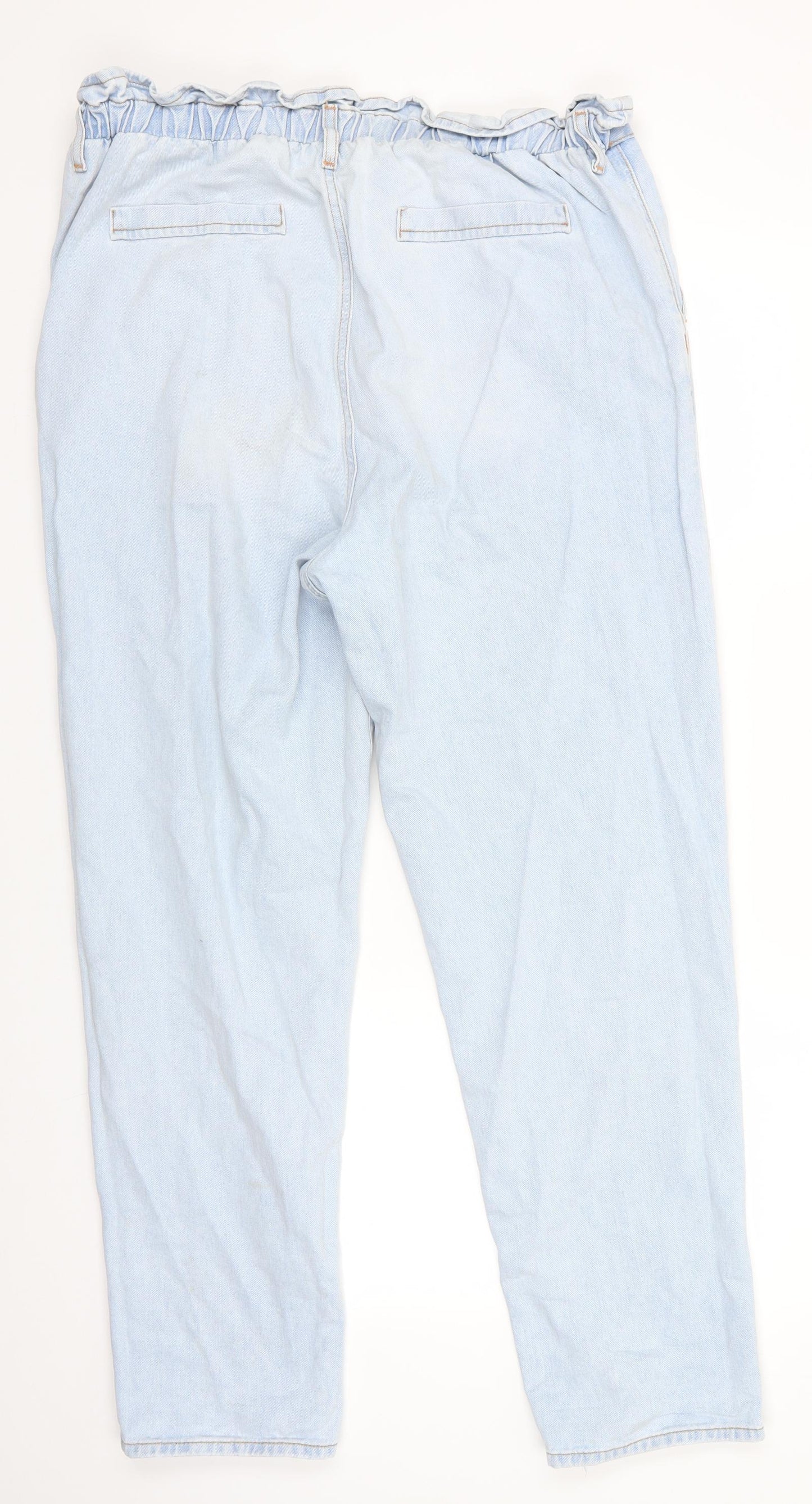 Denim Co Womens Blue  Cotton Straight Jeans Size 16 L28 in Regular  - Frilled waist & back elastication