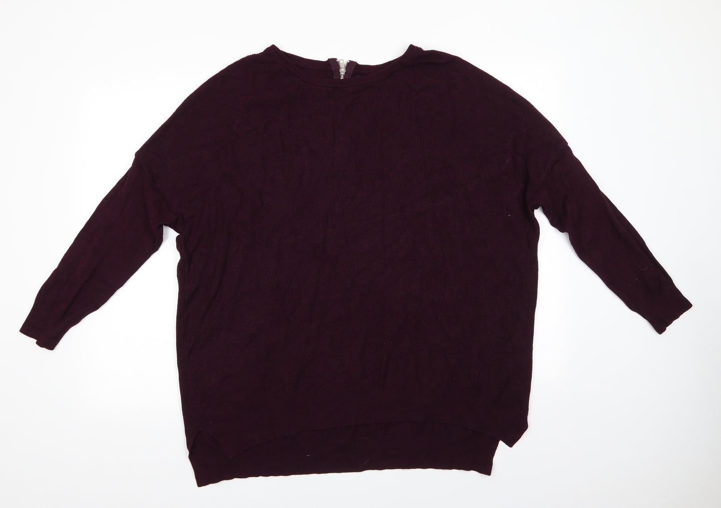 Atmosphere Womens Purple Round Neck  Viscose Pullover Jumper Size 14   - Deep purple Back Zip