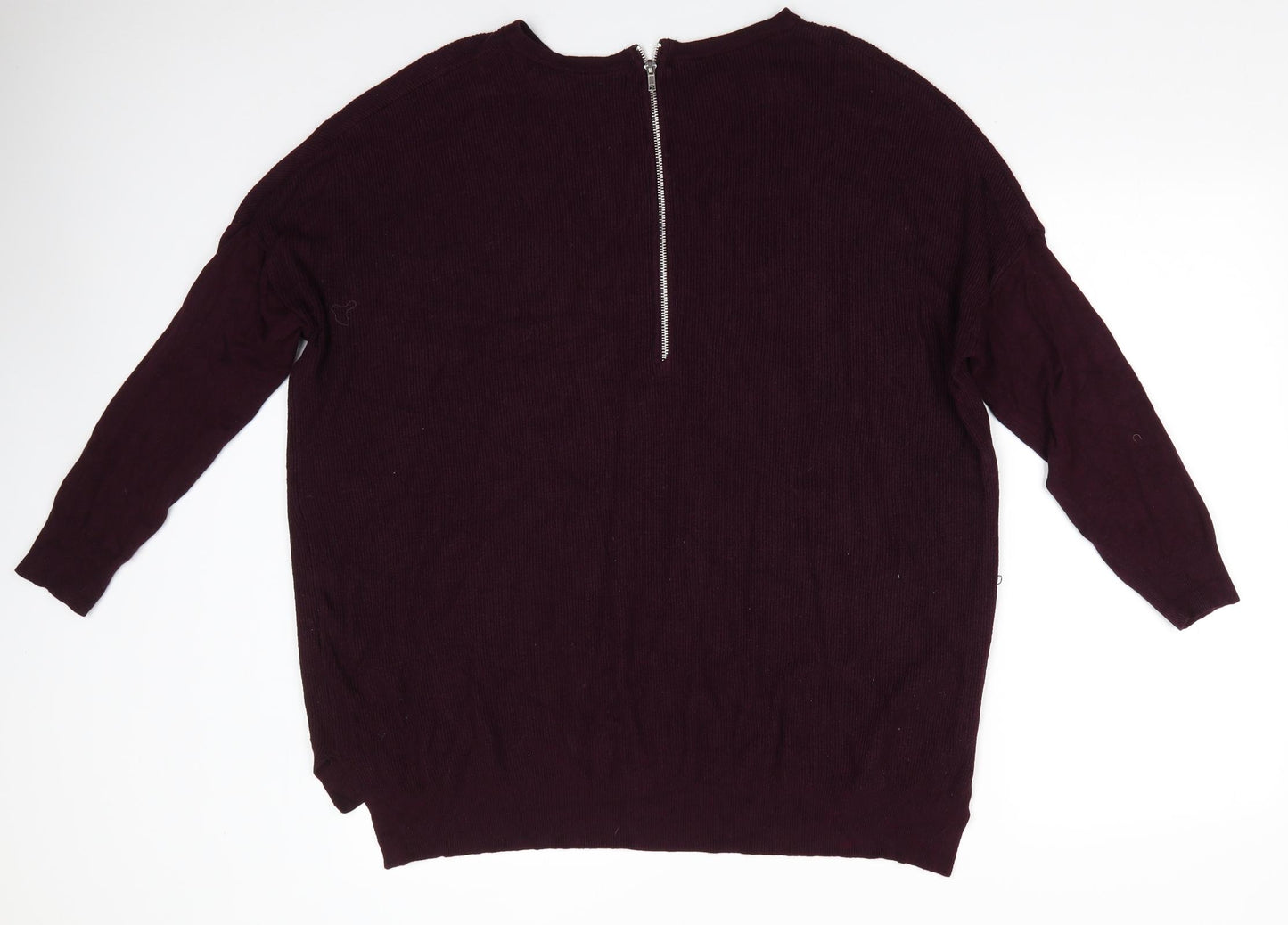 Atmosphere Womens Purple Round Neck  Viscose Pullover Jumper Size 14   - Deep purple Back Zip