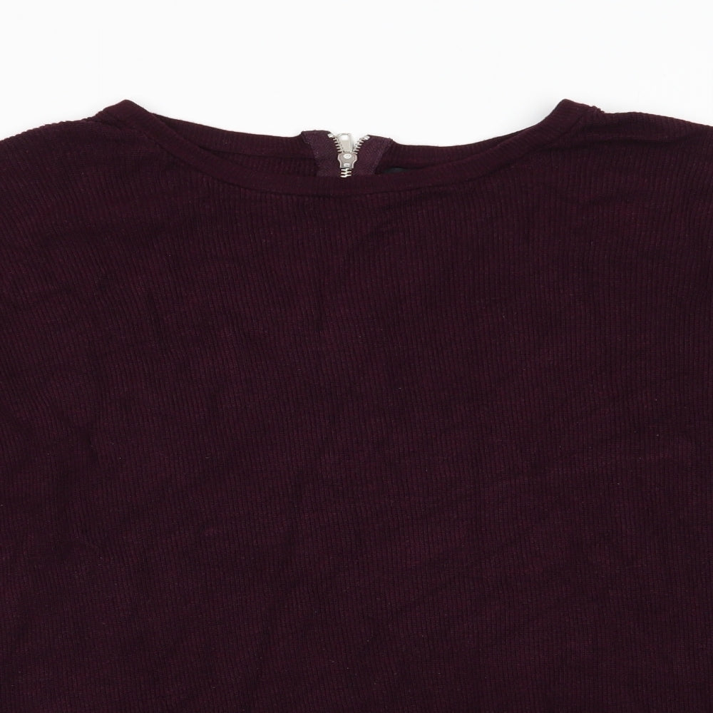 Atmosphere Womens Purple Round Neck  Viscose Pullover Jumper Size 14   - Deep purple Back Zip