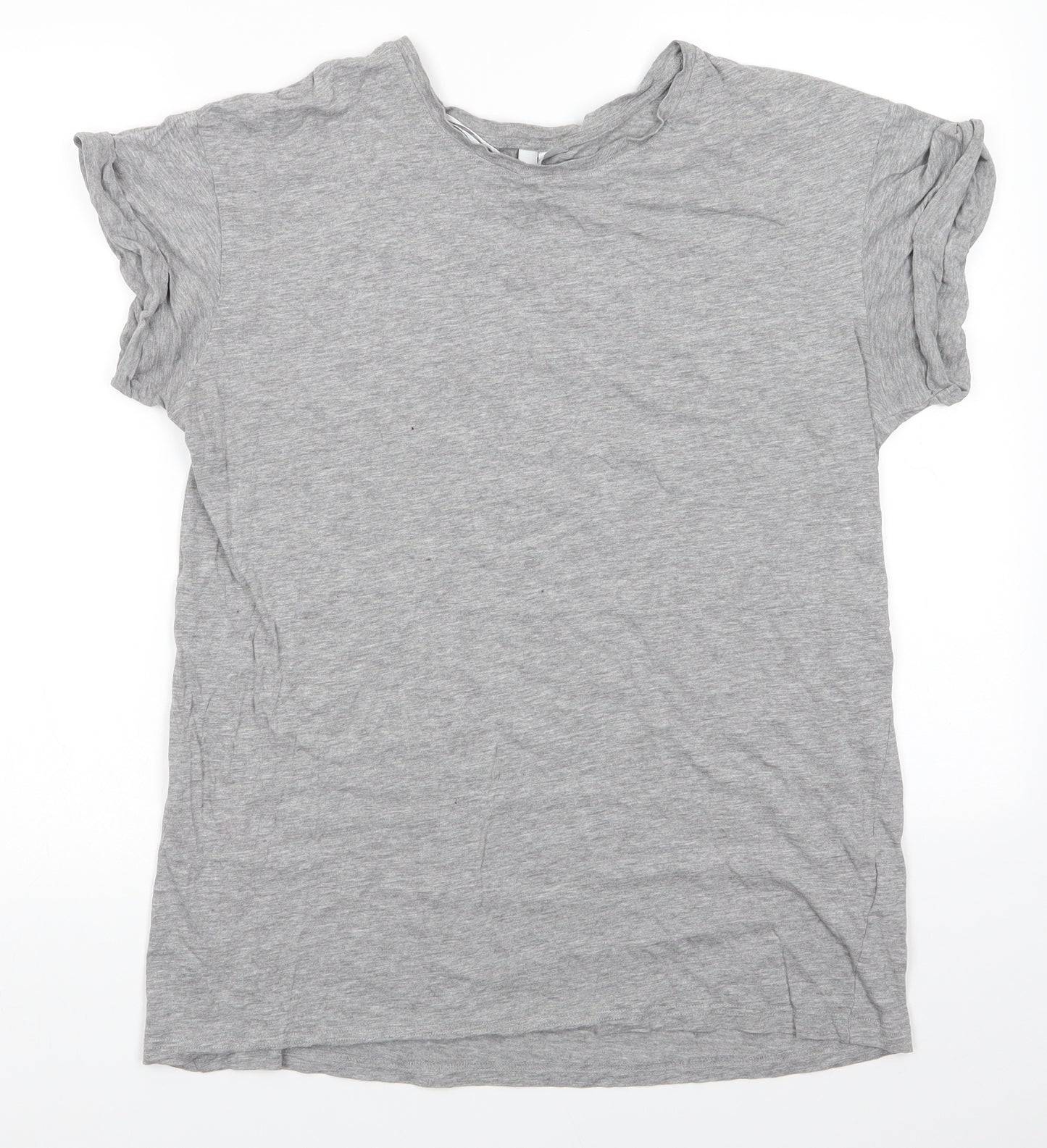 Divided Womens Grey  Cotton Basic T-Shirt Size M Round Neck - Light Grey
