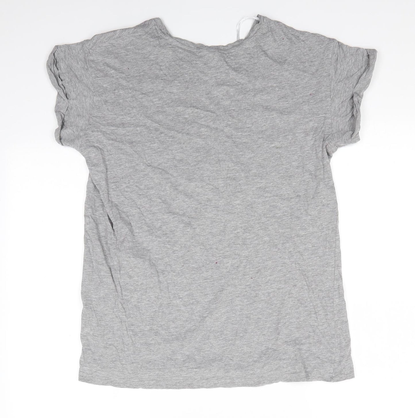 Divided Womens Grey  Cotton Basic T-Shirt Size M Round Neck - Light Grey