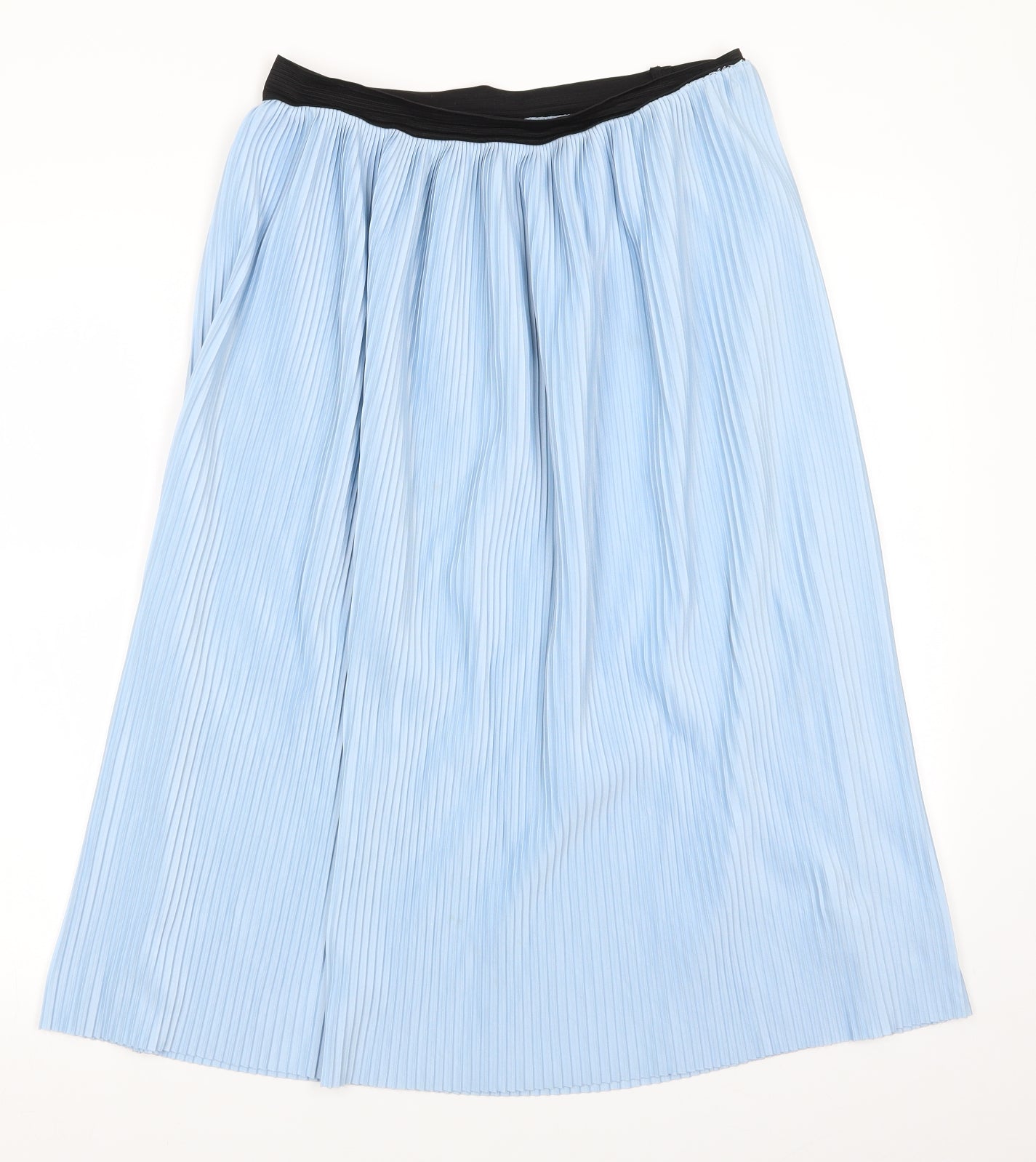 New Look Womens Blue  Polyester A-Line Skirt Size 16    - Fine pleats Pale Blue