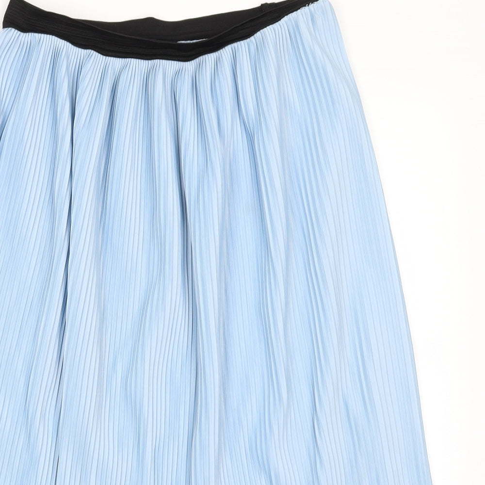 New Look Womens Blue  Polyester A-Line Skirt Size 16    - Fine pleats Pale Blue