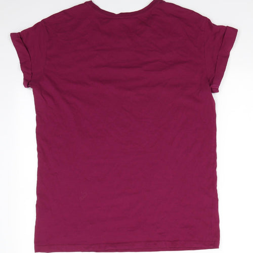 Divided Mens Red  Cotton  T-Shirt Size M Round Neck  - Claret colour