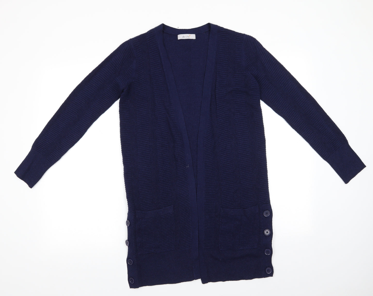 Per Una Womens Blue V-Neck  Viscose Cardigan Jumper Size 8   - Longline Cardigan Midnight Blue