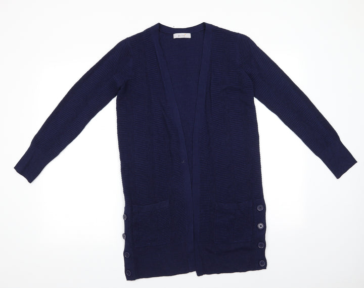 Per Una Womens Blue V-Neck  Viscose Cardigan Jumper Size 8   - Longline Cardigan Midnight Blue