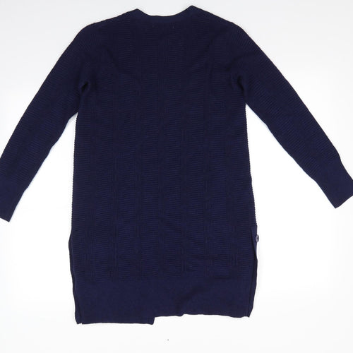 Per Una Womens Blue V-Neck  Viscose Cardigan Jumper Size 8   - Longline Cardigan Midnight Blue