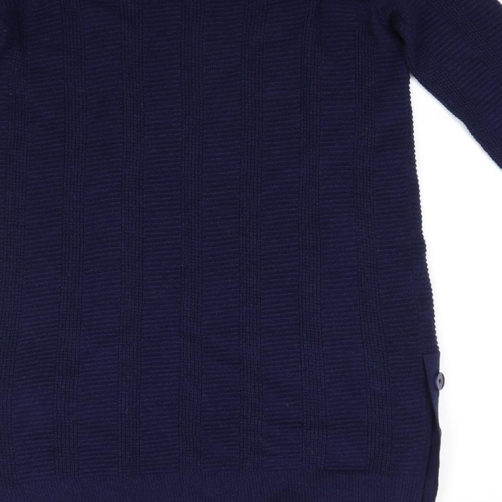 Per Una Womens Blue V-Neck  Viscose Cardigan Jumper Size 8   - Longline Cardigan Midnight Blue