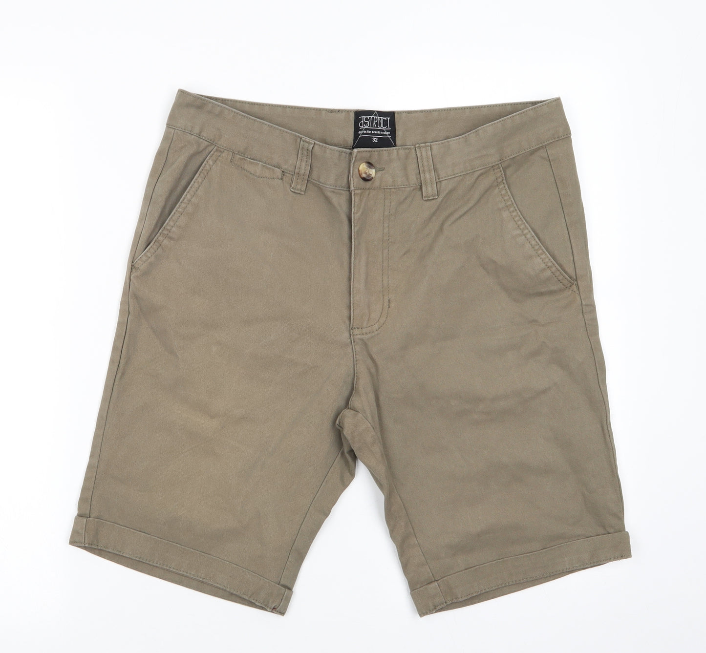 Dstruct Mens Green  Cotton Chino Shorts Size 32 in L9 in Regular  - Olive Green
