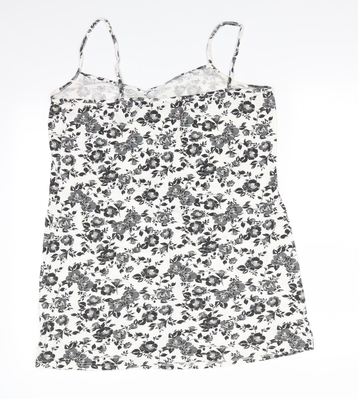 George Womens White Floral Cotton  Dress Size 16   - Grey Flowers