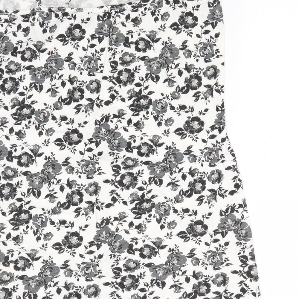 George Womens White Floral Cotton  Dress Size 16   - Grey Flowers