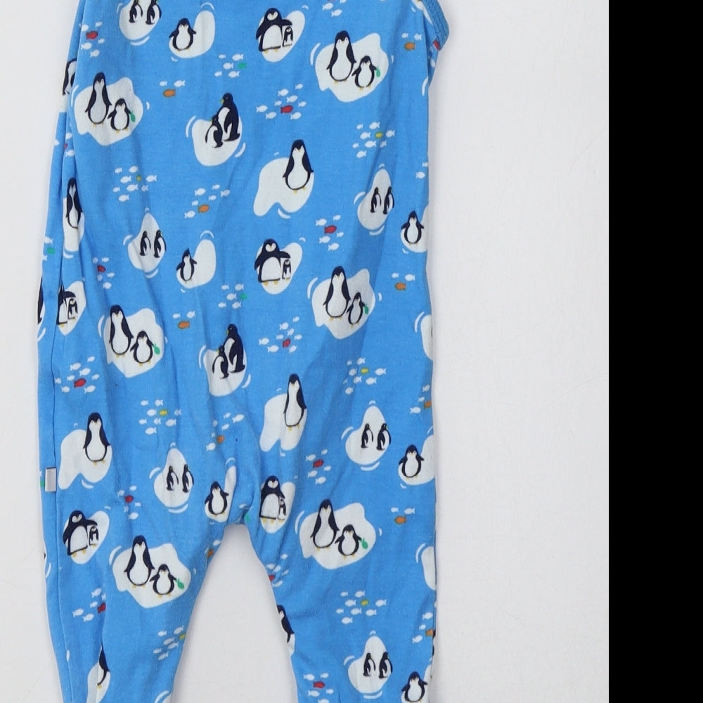 Lollidays Baby Blue Geometric Cotton Babygrow One-Piece Size 6-9 Months   - Penguin Print