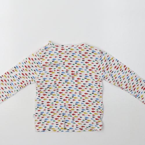 Lollidays Baby White Geometric Cotton Basic T-Shirt Size 6-9 Months Crew Neck