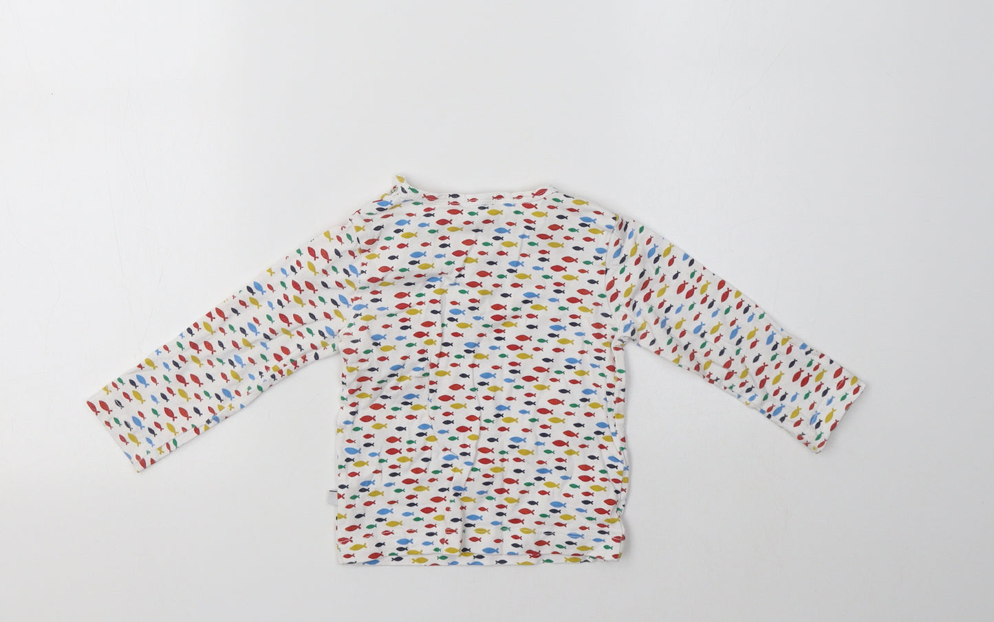 Lollidays Baby White Geometric Cotton Basic T-Shirt Size 6-9 Months Crew Neck
