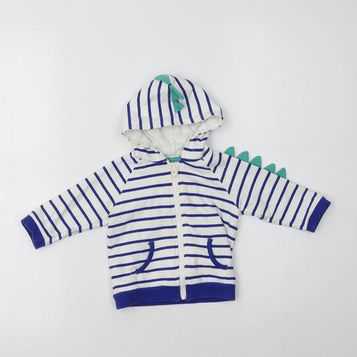M&S Baby White Striped Cotton Basic T-Shirt Size 3-6 Months High Neck
