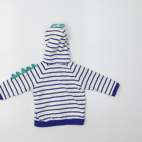 M&S Baby White Striped Cotton Basic T-Shirt Size 3-6 Months High Neck