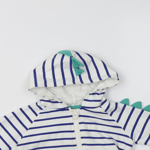 M&S Baby White Striped Cotton Basic T-Shirt Size 3-6 Months High Neck
