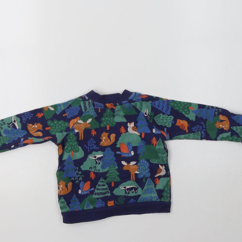 John Lewis Baby Blue Geometric Cotton Pullover Jumper Size 6-9 Months   - Forest Animals