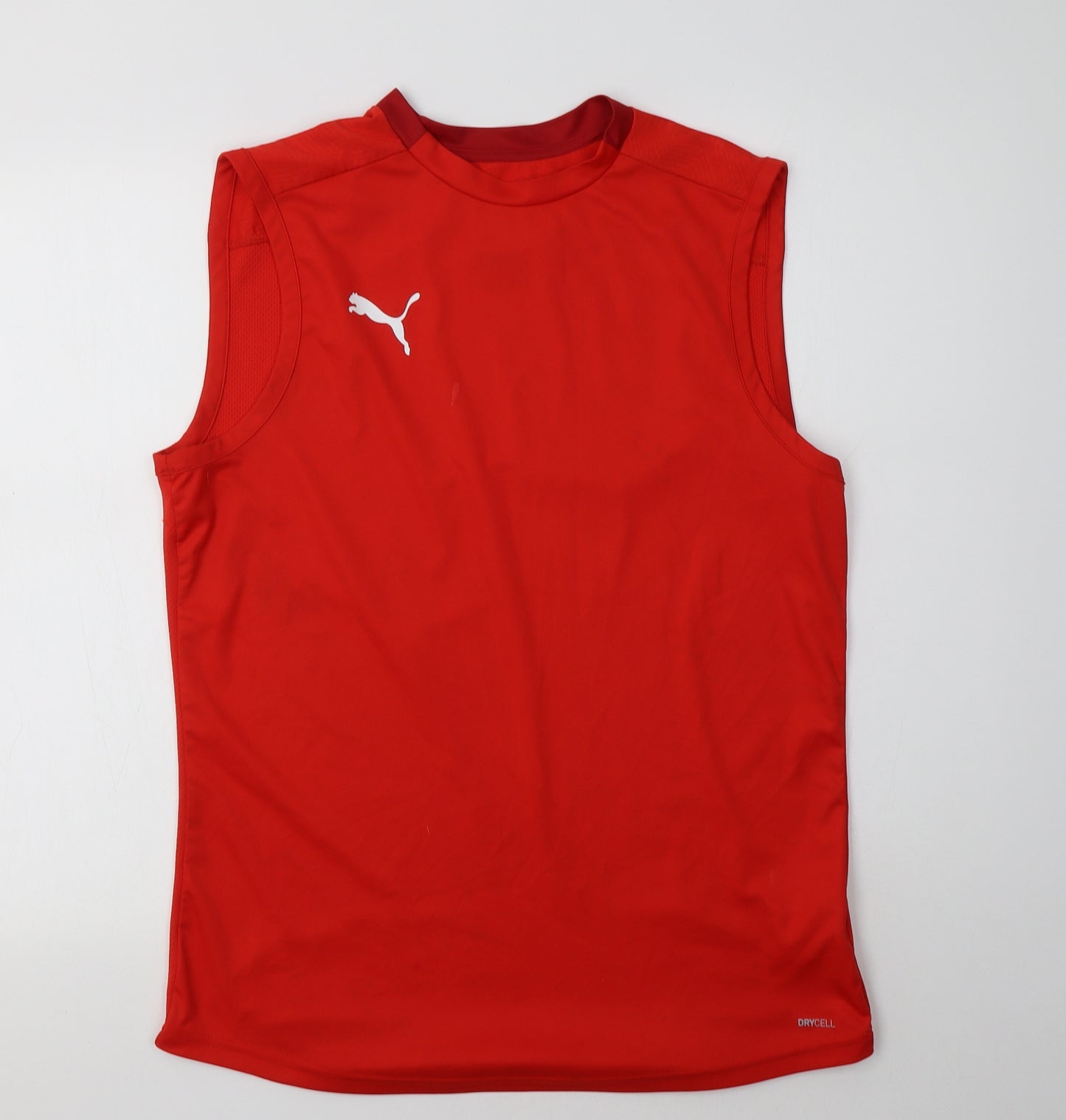 PUMA Mens Red  Polyester Basic Tank Size L Crew Neck
