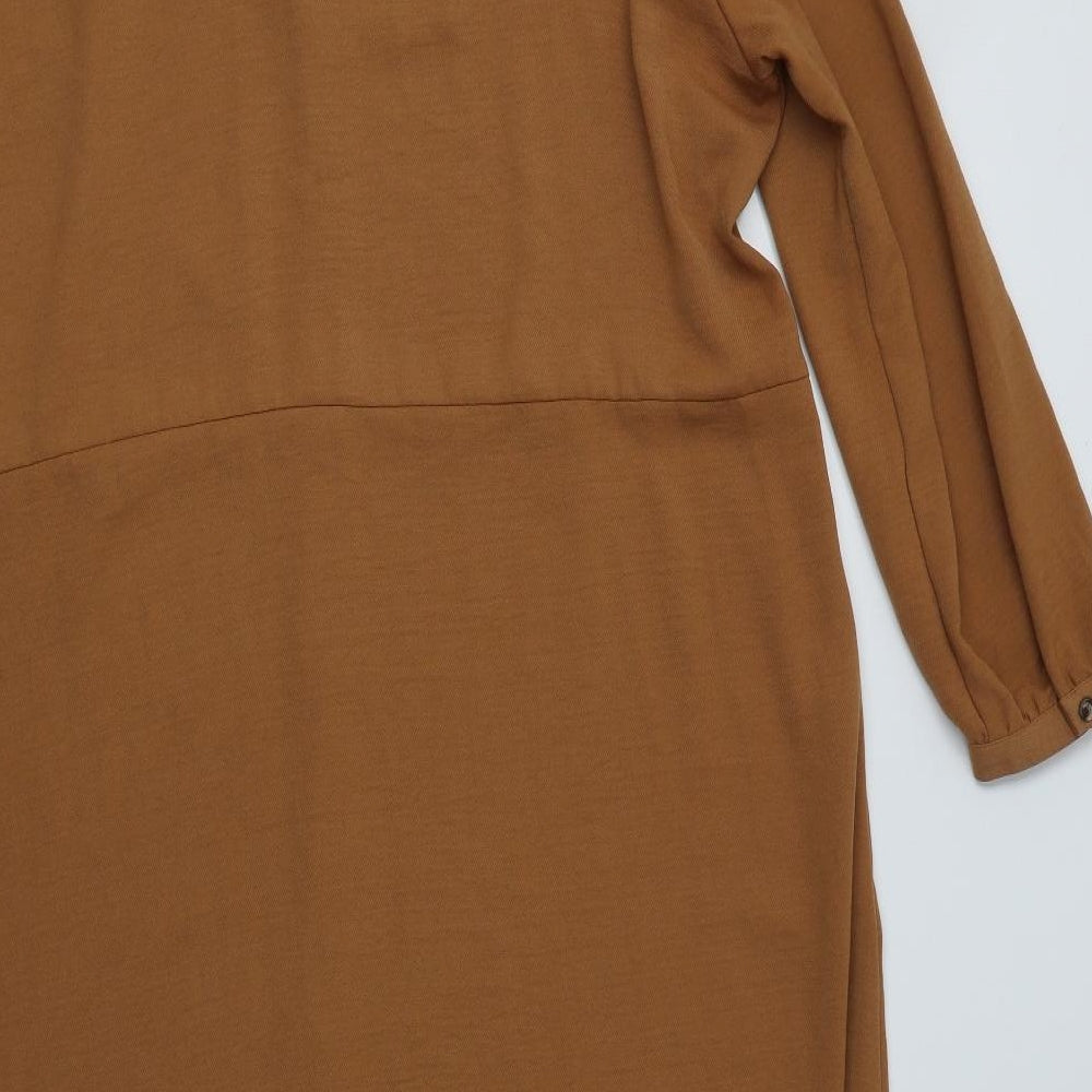 Primark Womens Brown  Polyester Maxi  Size 18  Collared