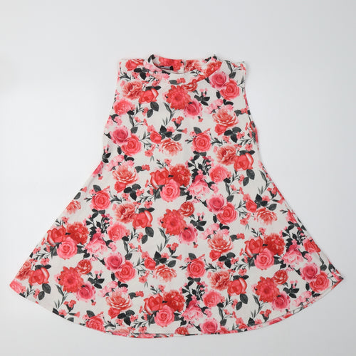 New One Womens Pink Floral Polyester Tunic Tank Size S Mock Neck