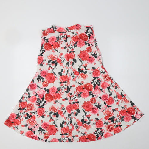 New One Womens Pink Floral Polyester Tunic Tank Size S Mock Neck