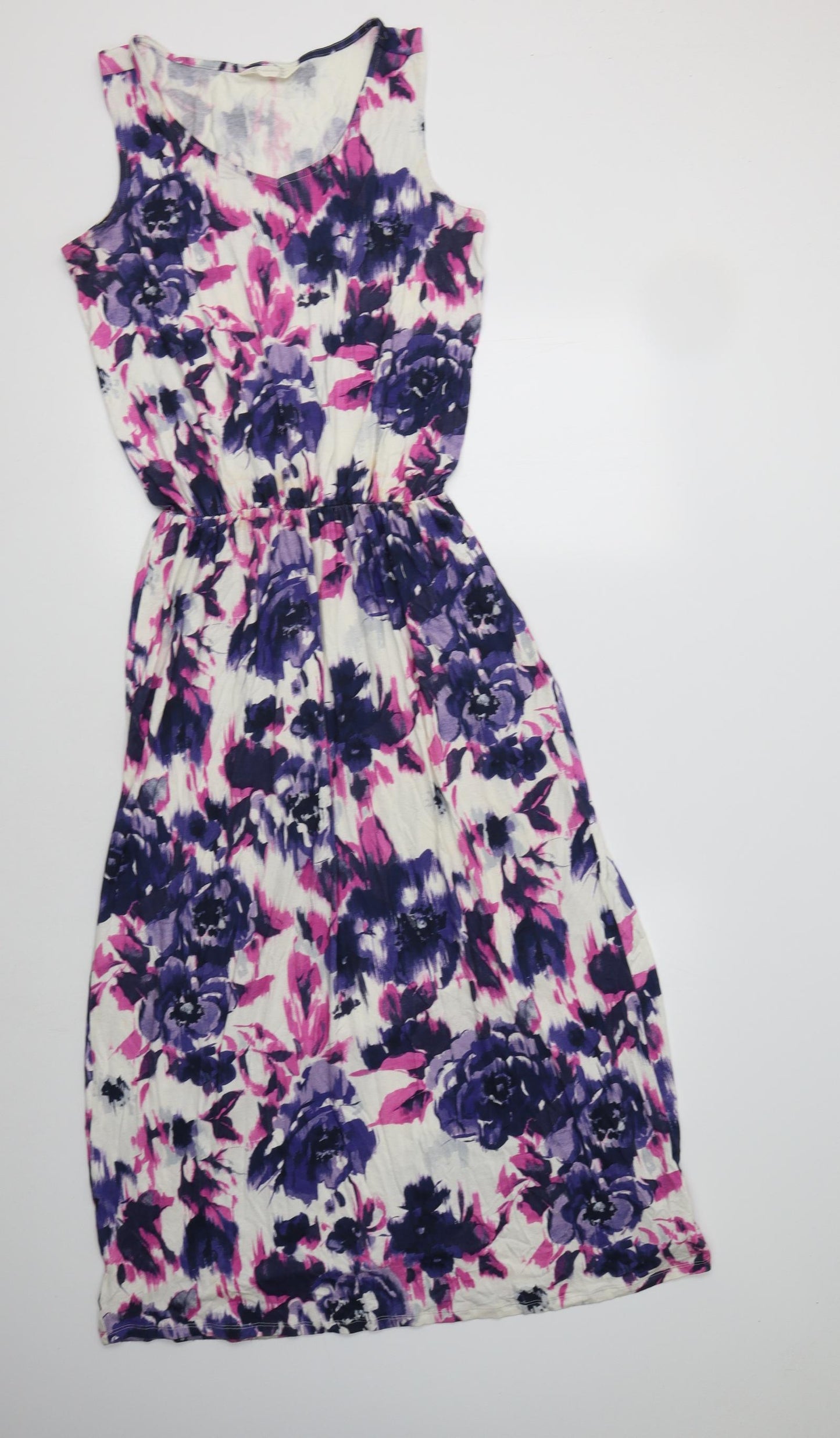 BHS Womens Purple Geometric Viscose Maxi  Size 12  V-Neck