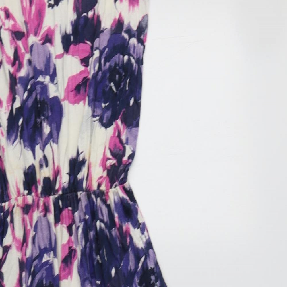 BHS Womens Purple Geometric Viscose Maxi  Size 12  V-Neck