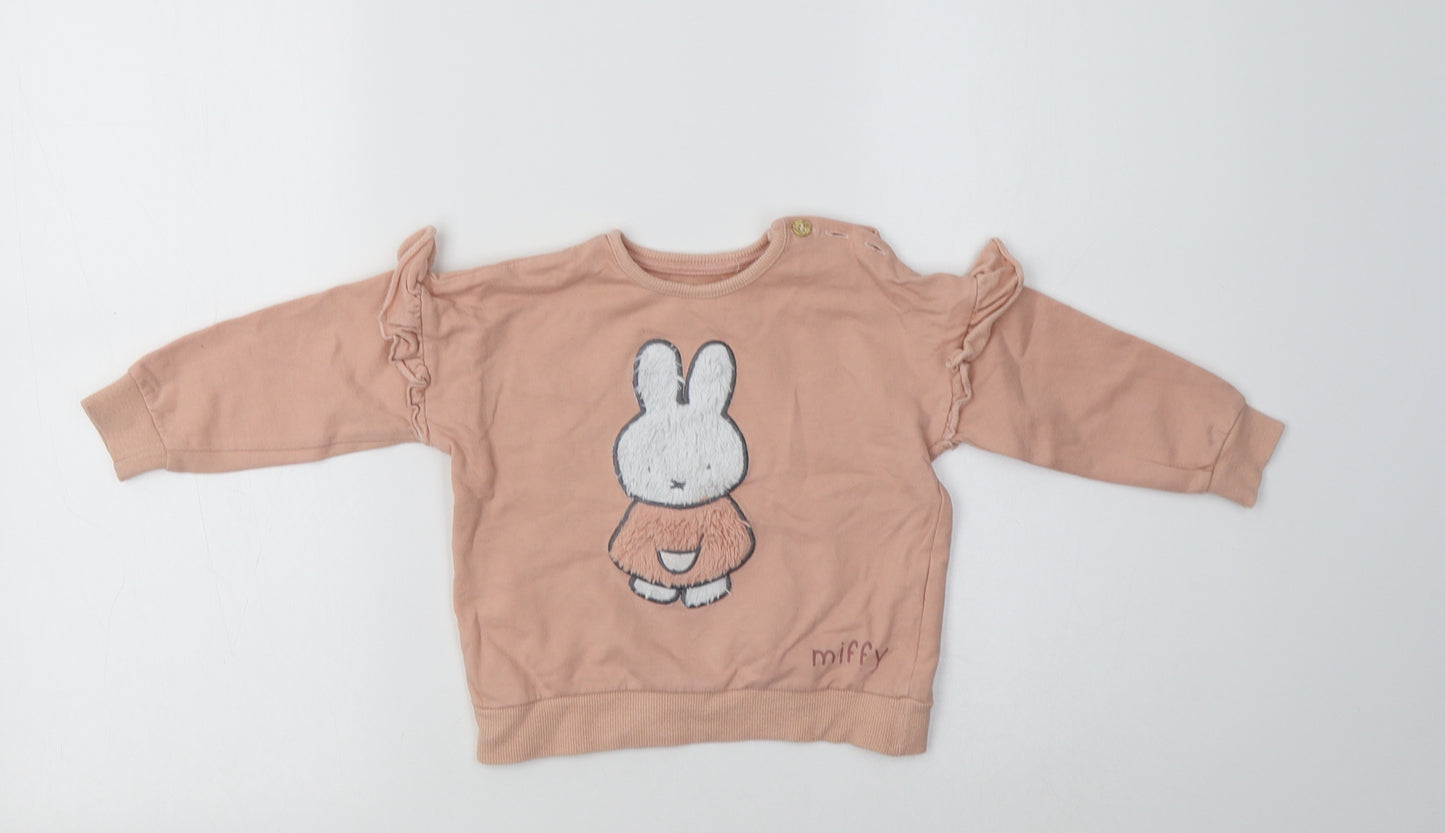 George Baby Pink  Cotton Pullover Jumper Size 12-18 Months   - Bunny