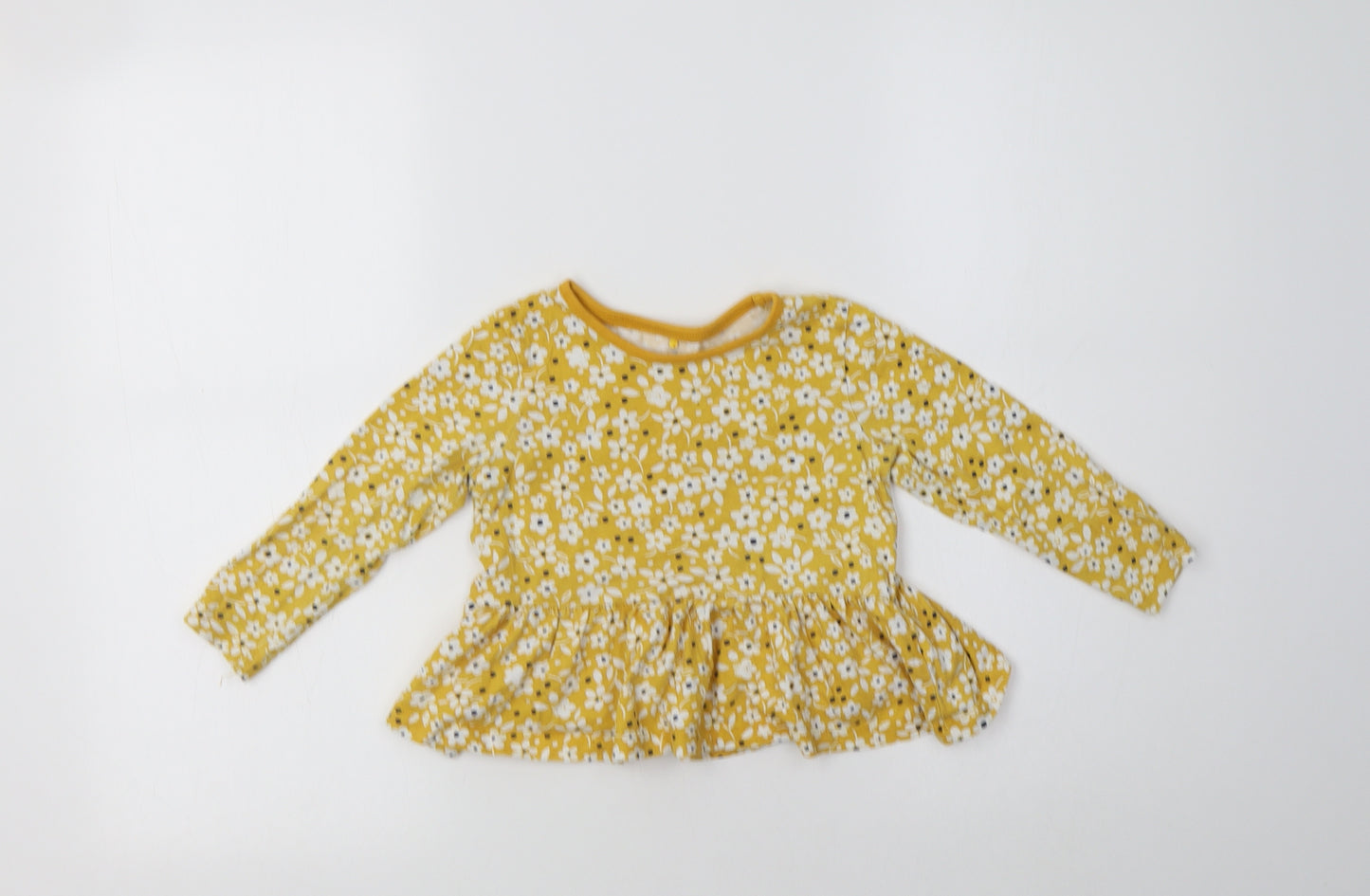 George Girls Yellow Floral Cotton Basic Blouse Size 2-3 Years Crew Neck