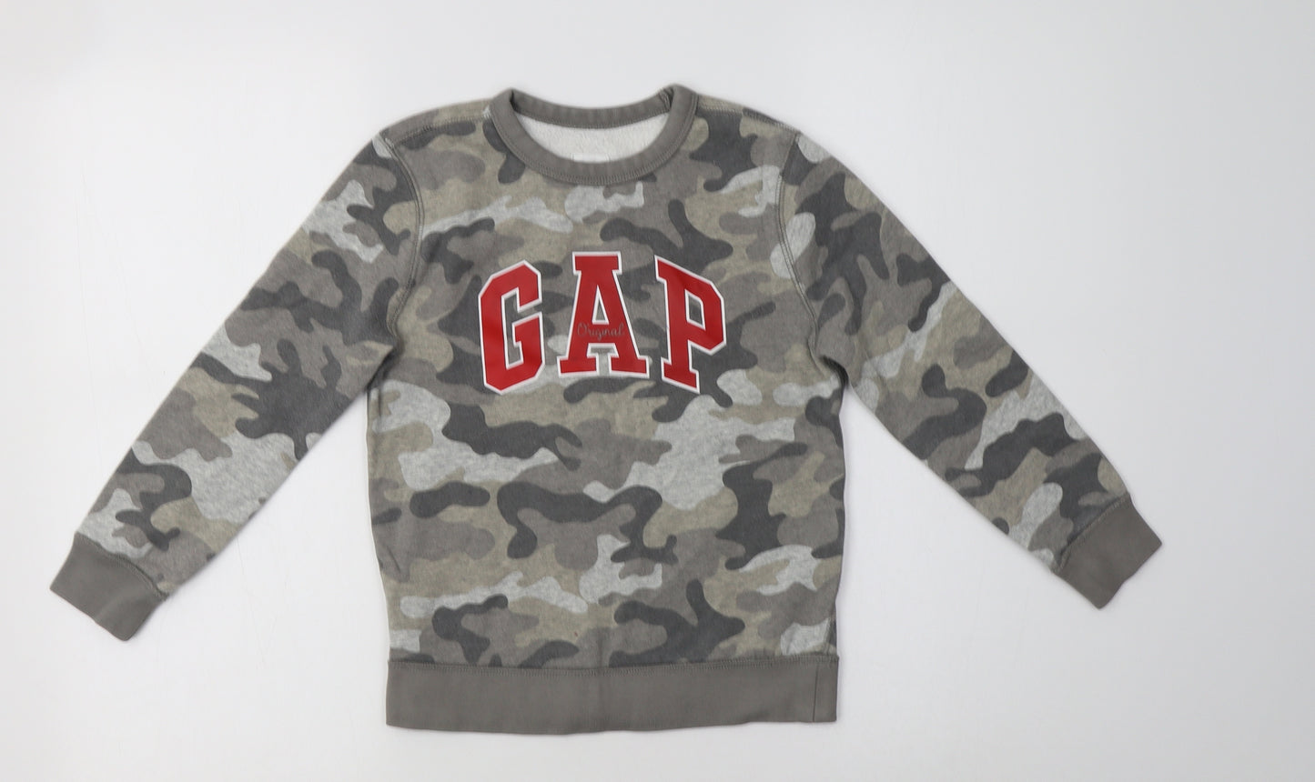 Gap Boys Grey Camouflage Cotton Pullover Sweatshirt Size 6-7 Years