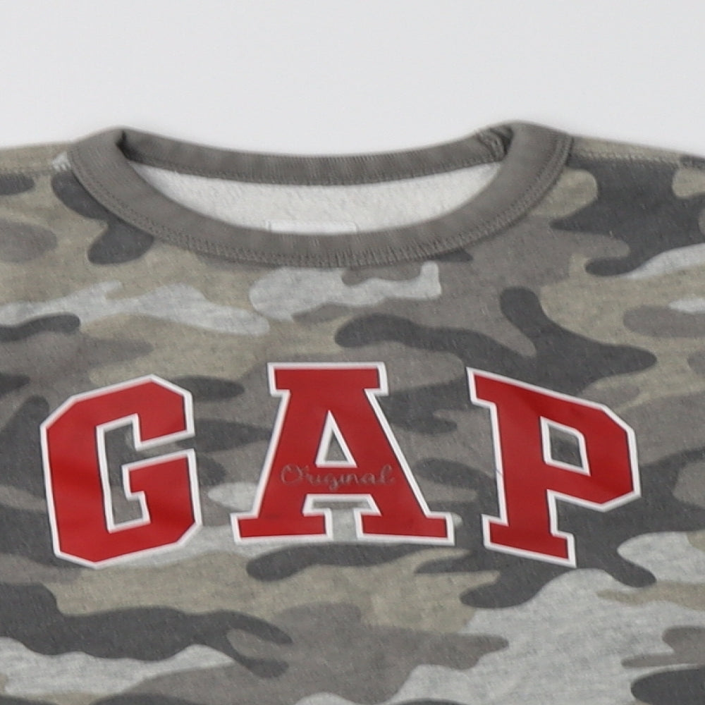 Gap Boys Grey Camouflage Cotton Pullover Sweatshirt Size 6-7 Years