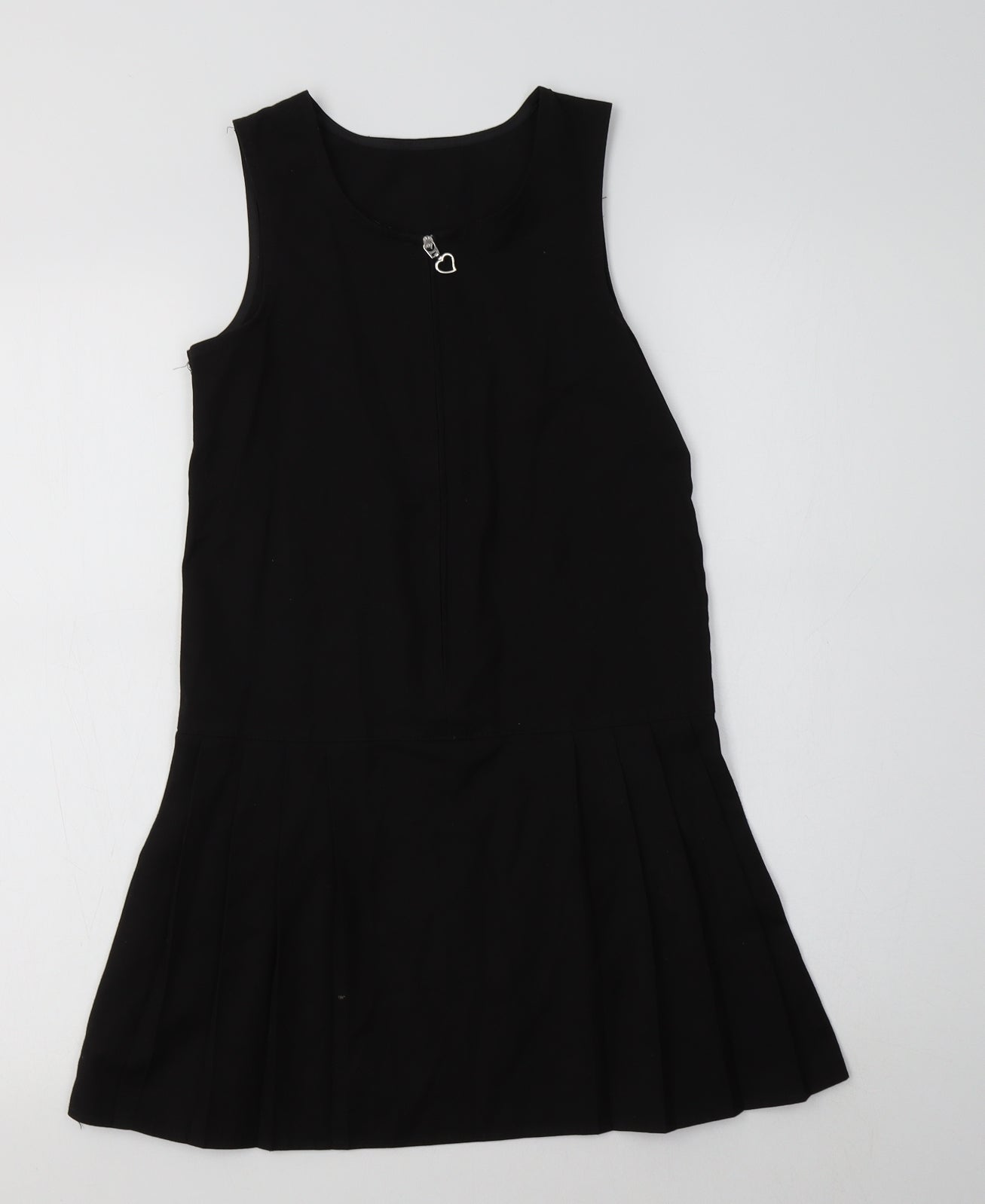 George Girls Black  Polyester Pinafore/Dungaree Dress  Size 7-8 Years  Round Neck  - School Wear