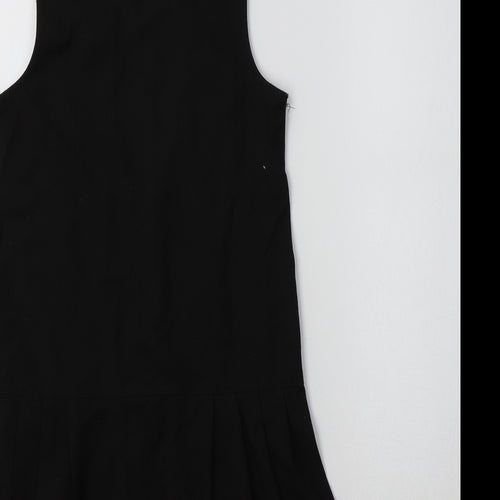 George Girls Black  Polyester Pinafore/Dungaree Dress  Size 7-8 Years  Round Neck  - School Wear
