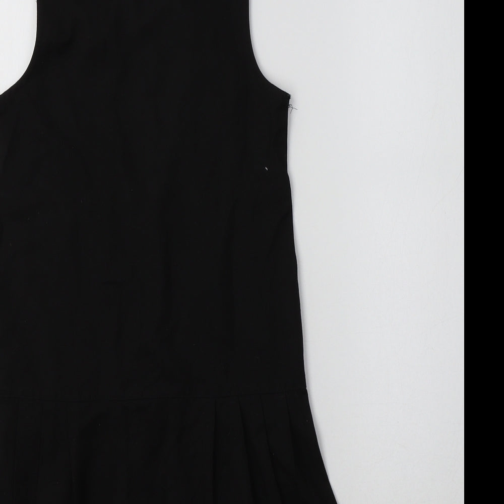 George Girls Black  Polyester Pinafore/Dungaree Dress  Size 7-8 Years  Round Neck  - School Wear