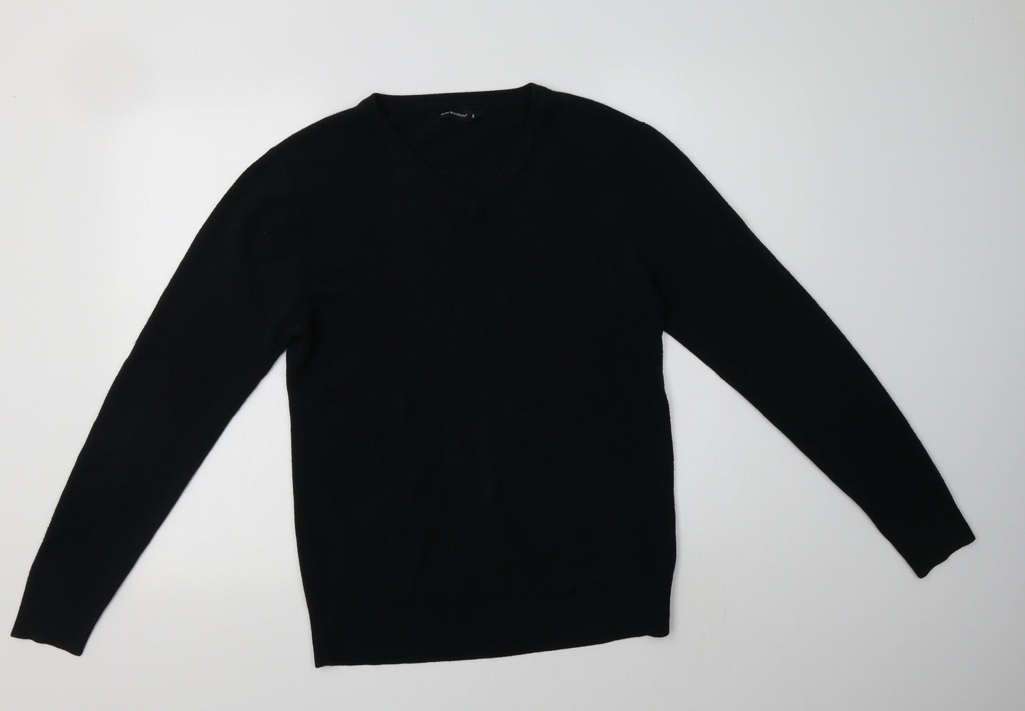 Primark Mens Black V-Neck  Acrylic Pullover Jumper Size S