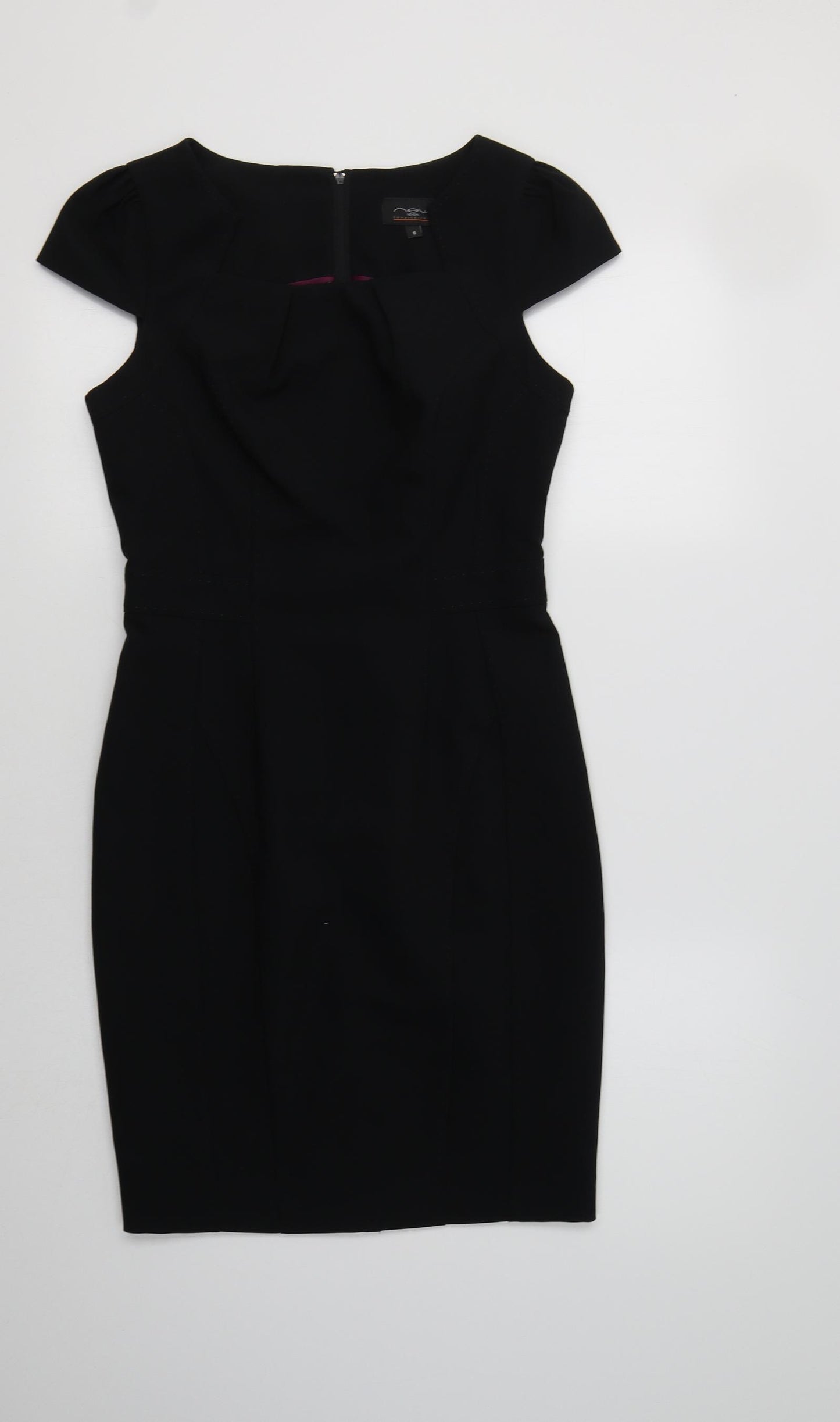 New Look Womens Black  Polyester Pencil Dress  Size 8  Square Neck