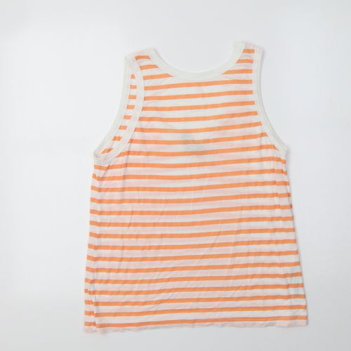ASOS Womens Orange Striped Viscose Basic Tank Size 6 Scoop Neck