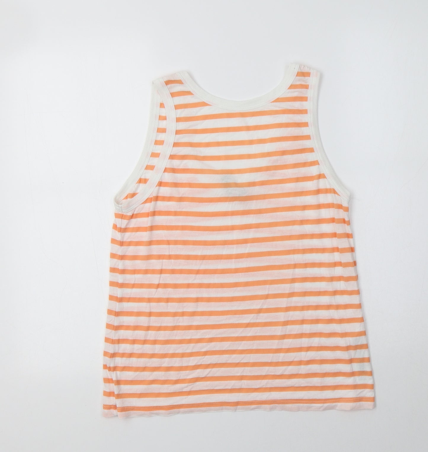 ASOS Womens Orange Striped Viscose Basic Tank Size 6 Scoop Neck
