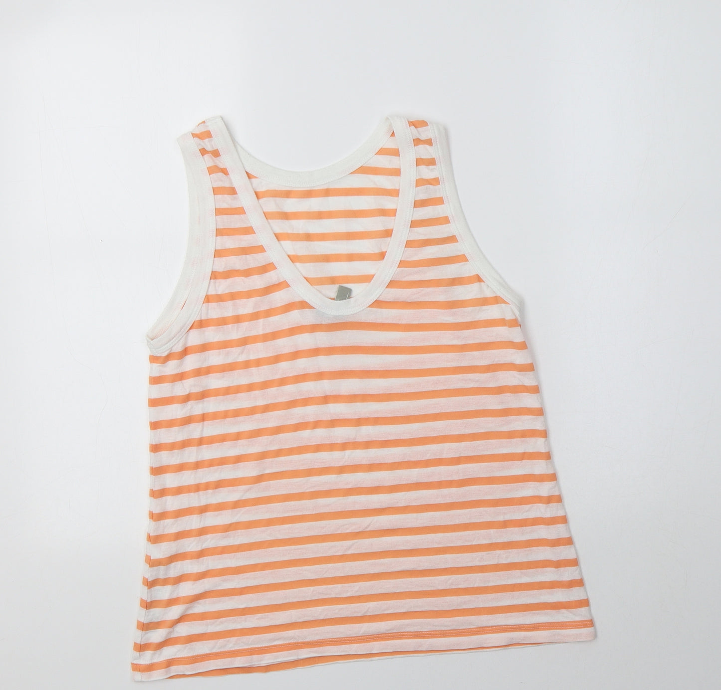 ASOS Womens Orange Striped Viscose Basic Tank Size 6 Scoop Neck