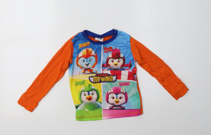 Nickelodeon Boys Orange  Cotton Basic T-Shirt Size 2-3 Years Crew Neck  - Top Wing