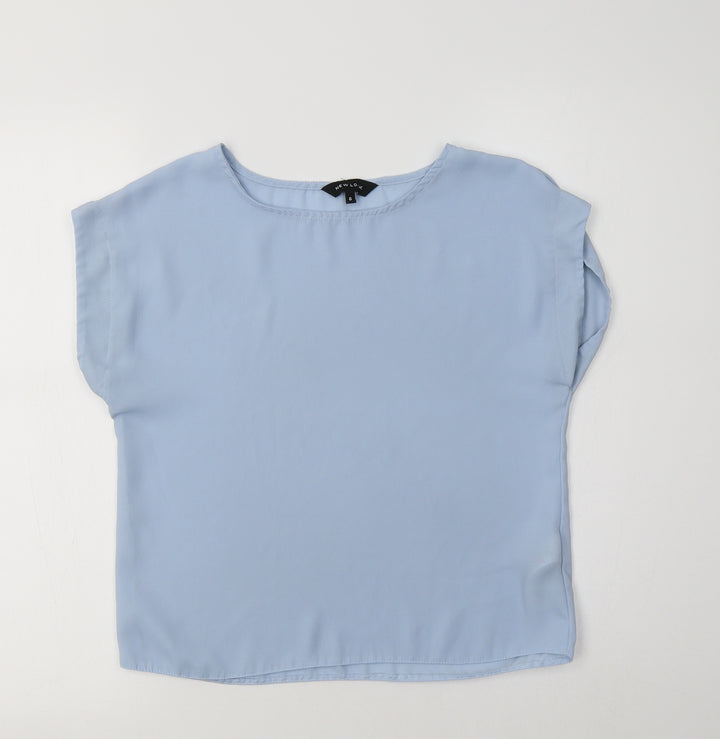 New Look Womens Blue  Polyester Basic Blouse Size 6 Round Neck