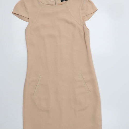 Oasis Womens Beige  Polyester Shift  Size 6  Round Neck
