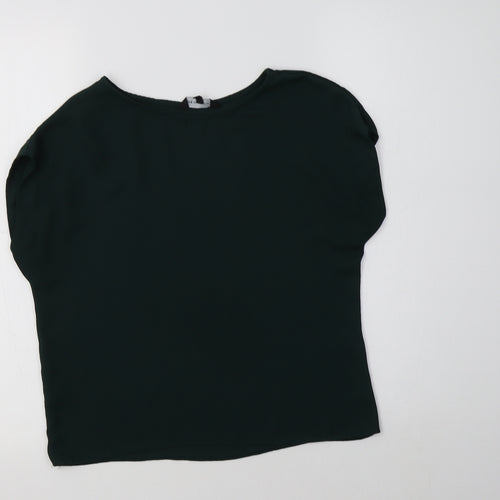 New Look Womens Green  Polyester Basic Blouse Size 6 Crew Neck