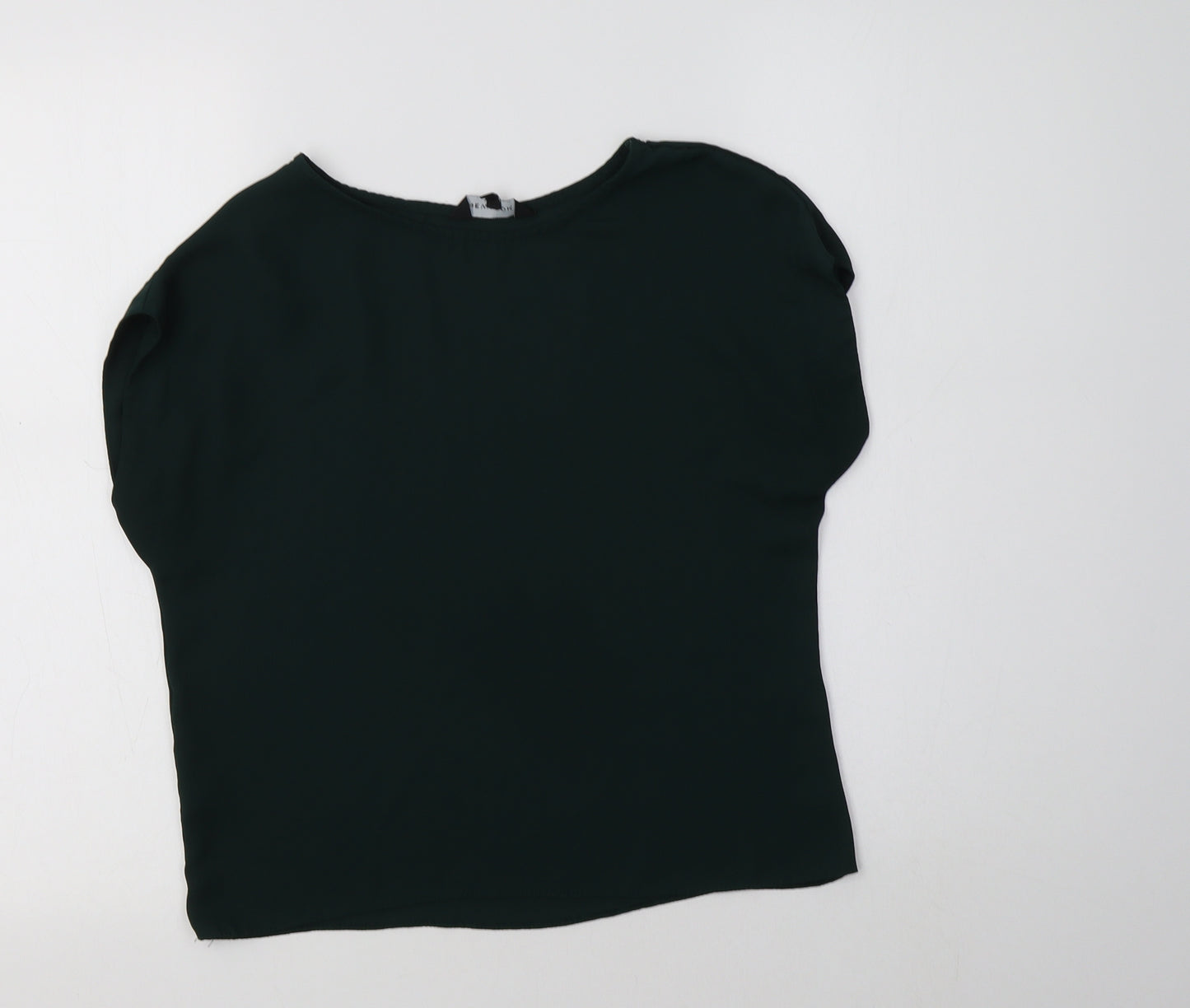New Look Womens Green  Polyester Basic Blouse Size 6 Crew Neck